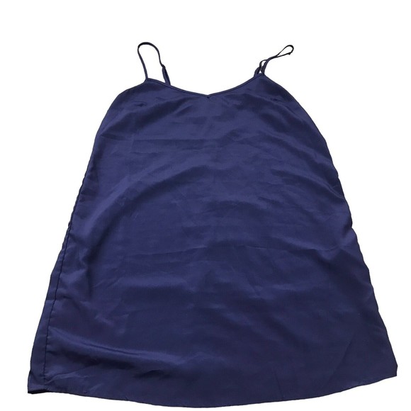 Slip Dress Navy Blue Small Strappy V Neck Adjustable Silky Look Cocktail - Picture 3 of 10